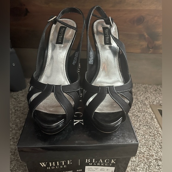 Beautiful black fabric open tie heels - Picture 2 of 4
